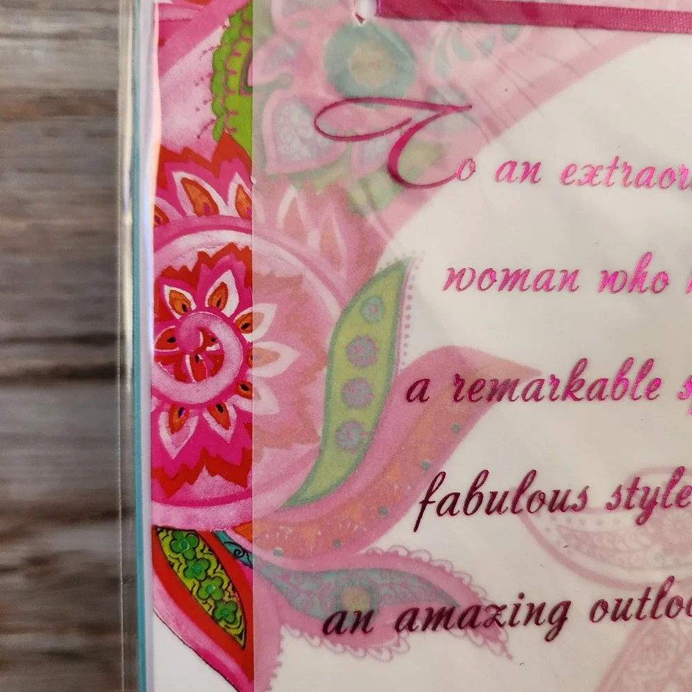 Papyrus Birthday Card Extraordinary Woman Pink Paisley Gems Ribbon Gail Flores